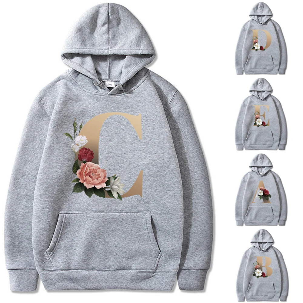 

Hoodies Men/women Trend Autumn Clothes Loose Hip-hop 26 English Letter Print Streetwear Couple Fashion Hooded Long Sleeve Tops