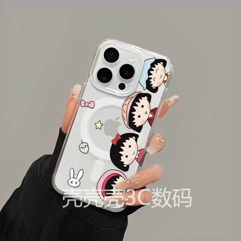 Фото Милый магнитный чехол для телефона Chibi Maruko-chans для Samsung Galaxy S25 S24 S23 S22 S21 S20 FE Edge Plus Ultra 5G, прозрачный чехол из ТПУ №4