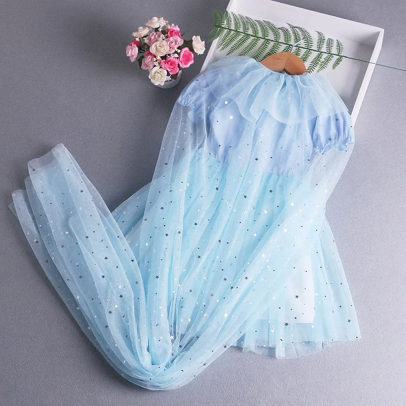New Elsa Princess Dress With Cape Girls Dress Summer Kids Dress Long-sleeved Children's Western Style Elsa Frozen Dress 2-8Y