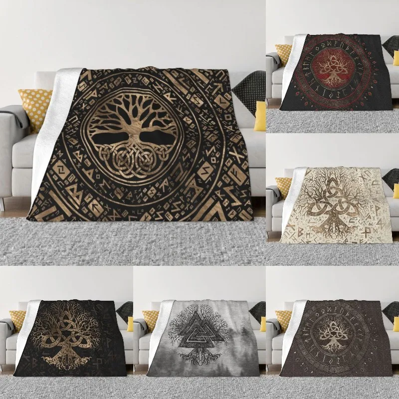 

Мягкое Фланелевое летнее одеяло с рисунком дерева жизни yggdrisil Runic, летние Викинги, скандинавские символы, одеяло для дивана, офиса, спальни