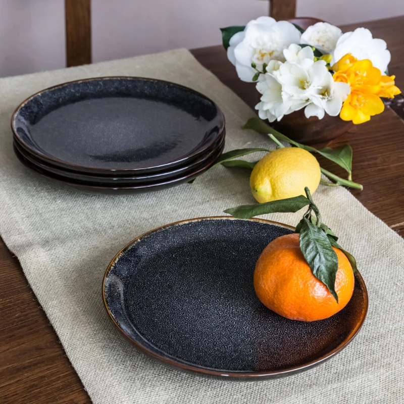 

Camping Burns Salad Plates, set of 4, Black