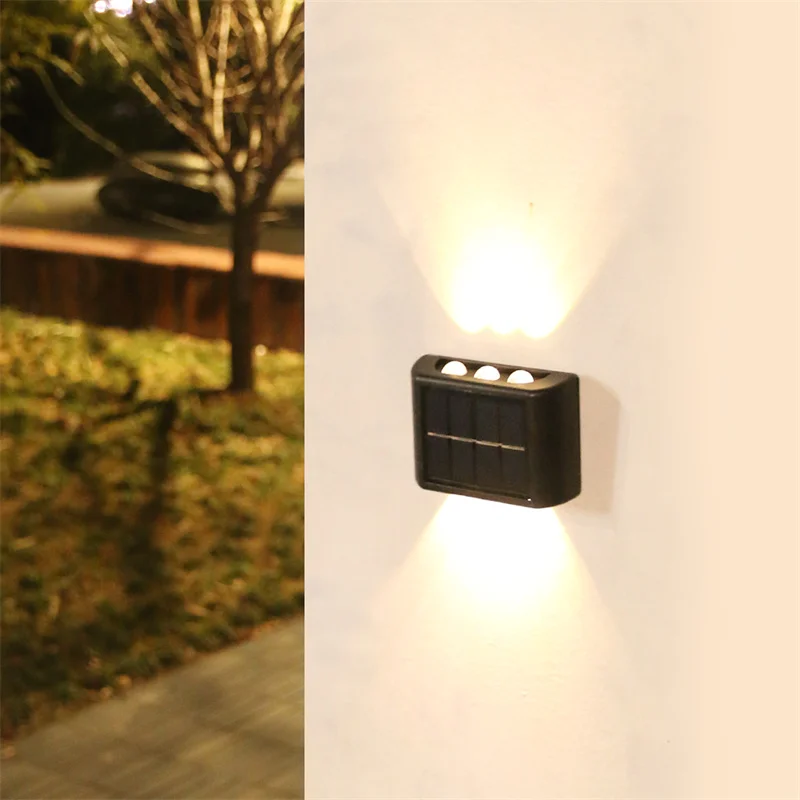 

IP65 Outdoor Solar Decoration Lights LED Solar Waterproof Sensor Wall Light Garden Courtyard Lamps Up And Down 6Pcs Streetlights