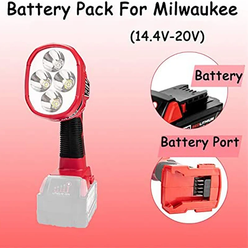 Для Milwaukeee M18 14 4 V-20V литиевая батарея 12W фонарик портативная наружная лампа USB