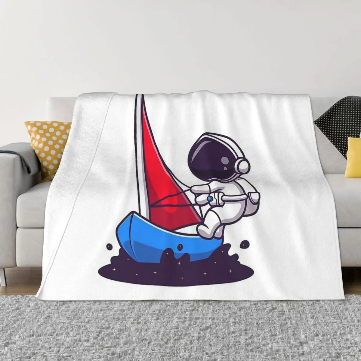 

The Astronauts Space Flight Blanket Flannel Windsurfing Cozy Soft FLeece Bedspread