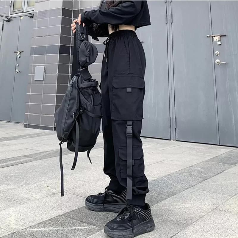 

New2022 Hip Hop Joggers Cargo Pants Women Men Harem Pants Multi-Pocket Ribbons Man Sweatpants Streetwear Casual Mens Pants S-4XL