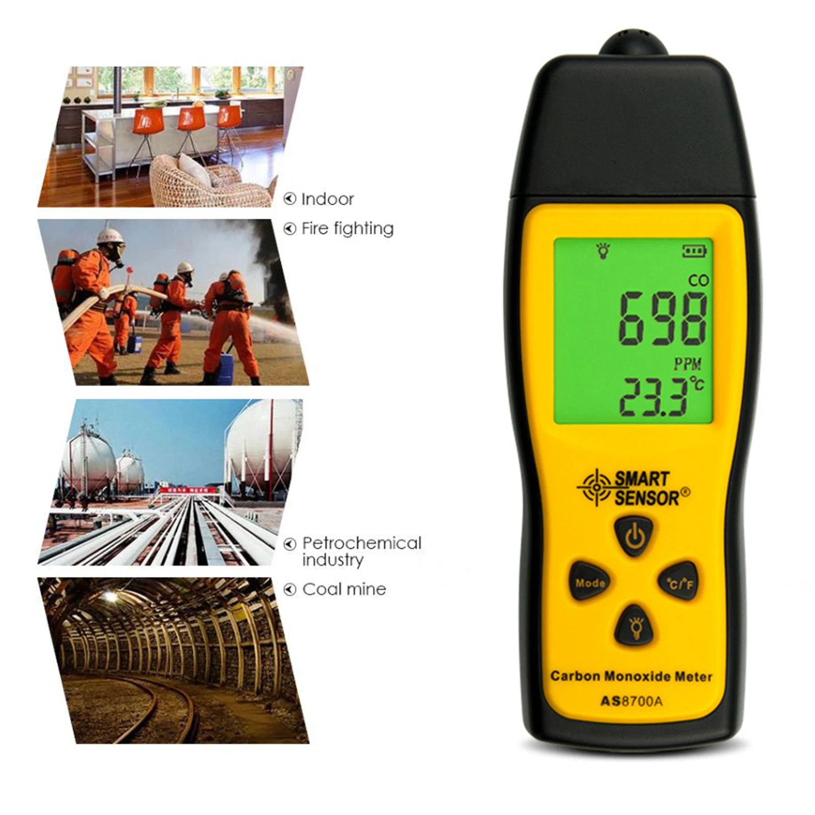 

Детектор угарного газа с высокоточным детектором угарного газа, монитор с ЖК-дисплеем и звуковой сигнализацией