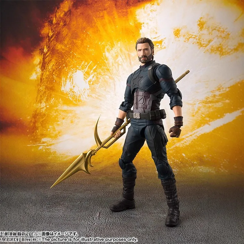 Фото В наличии: Коллекционная подвижная фигурка Капитана Америки из серии SHF Avengers 3: Infinity War, модель из ПВХ для декора рабочего стола №4