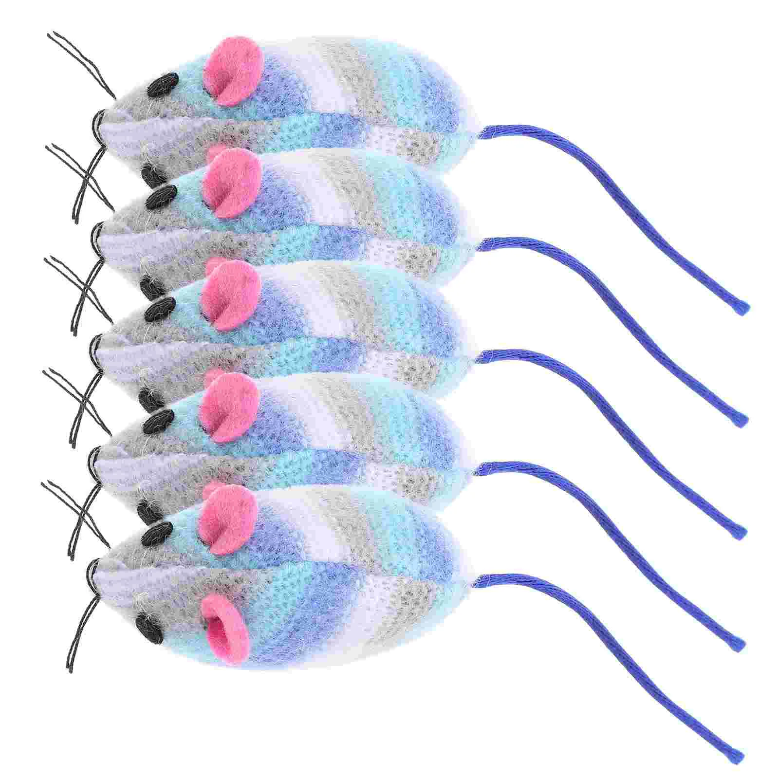 

5 Pcs Cat Toy Chew Kitten Teething Mouse Pet Interactive Toys For Indoor Plush Mice