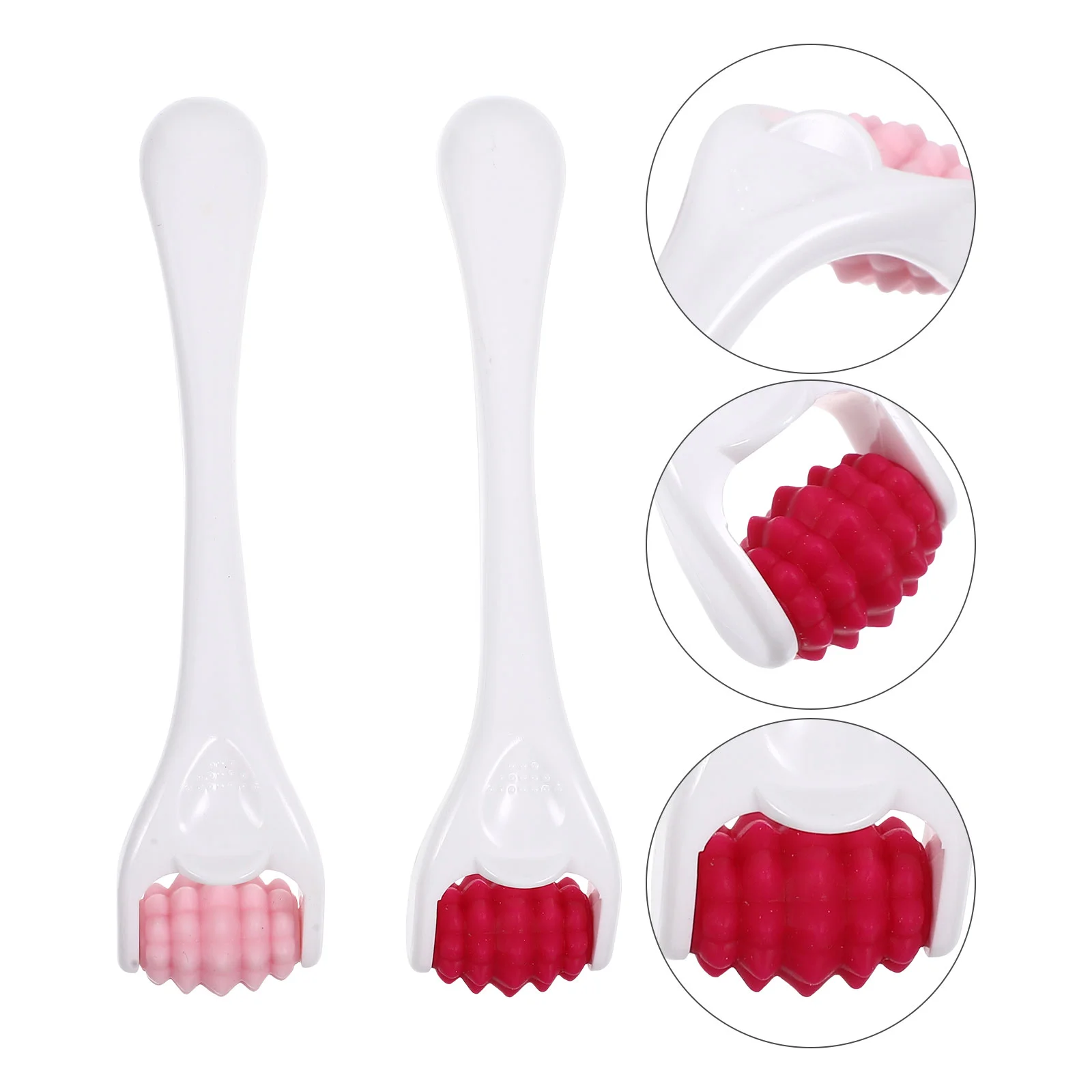 2 шт. ролик для лица силиконовый крем глаз массажная палочка мини-красота (розовый