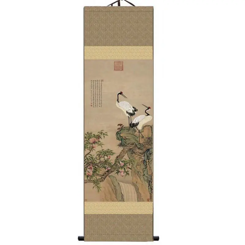 Настенная картина на китайском языке Свиток шелковая ткань украшение для салона
