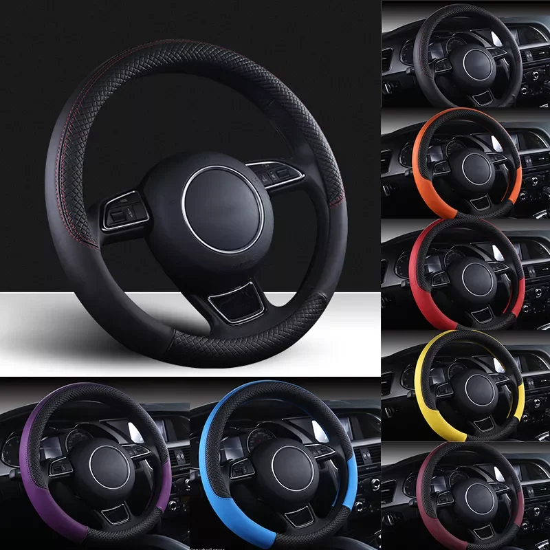 

Car Steering Wheel Braid High Quality Leather Anti-Slip 8 Color Car Steering Wheel Cover Car-styling Auto Accessories