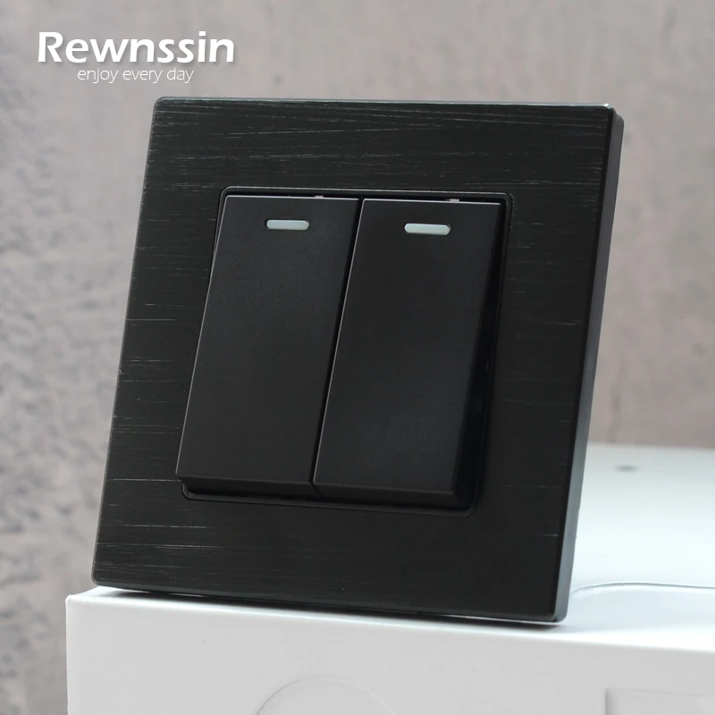 

Black Brushed Aluminum Light Switches Rocker ON OFF 1-4 Gang 1 2 Way,Dual USB Charging Ports 16A EU France Electrical Sockets