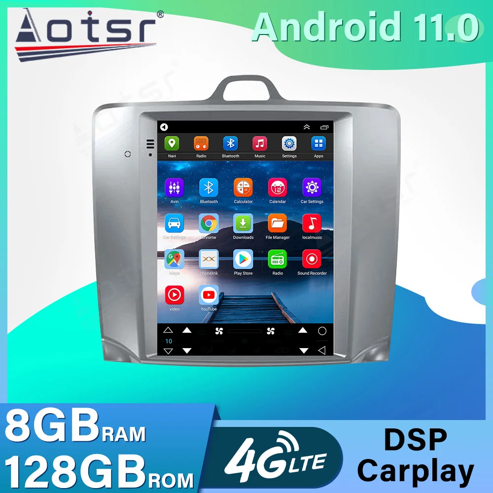 

8G+128GB For Ford Focus 2004 - 2011 Android 11 Car DVD Player Tesla Screen Multimedia Radio GPS Navigation Auto Stereo Head Unit