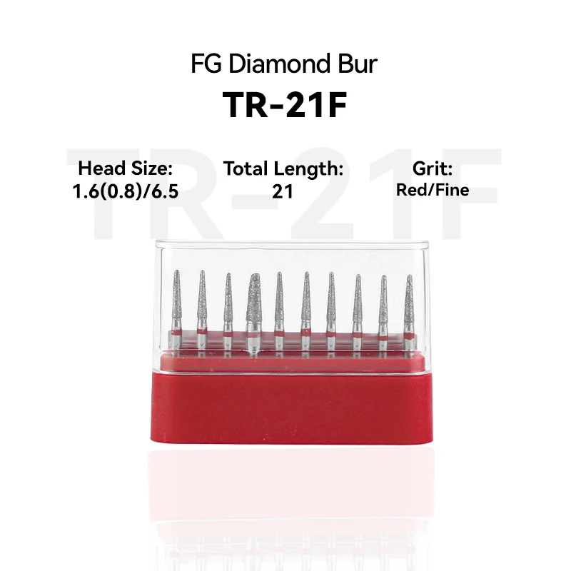 

1Set Dental Clinic Products TR-21F Diamond Bur FG High Speed 1.6(0.8)/6.5 21.0mm RED Fine Medium Intra-oral Dentist Gift Tools