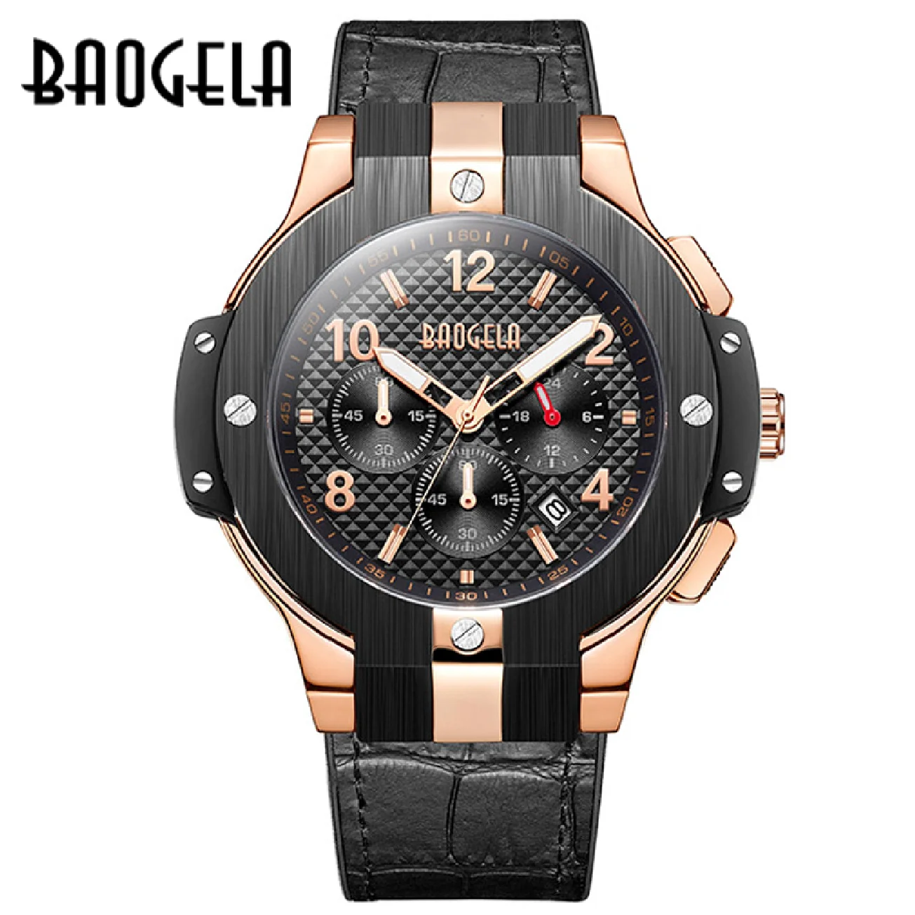 

BAOGELA marque hommes montre Quartz montre ou bande de caoutchouc 3ATM r��sistant �� l'eau chronographe hommes Quartz 1909