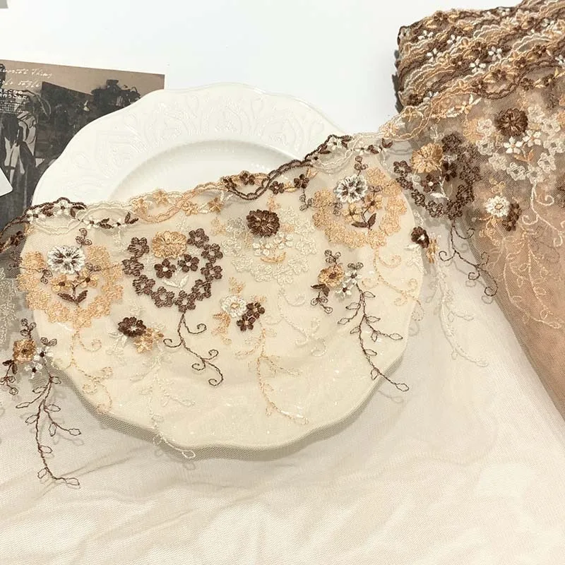 15 ярдов кружевная бейка с цветочной вышивкой темно-зеленая сетка аксессуары для