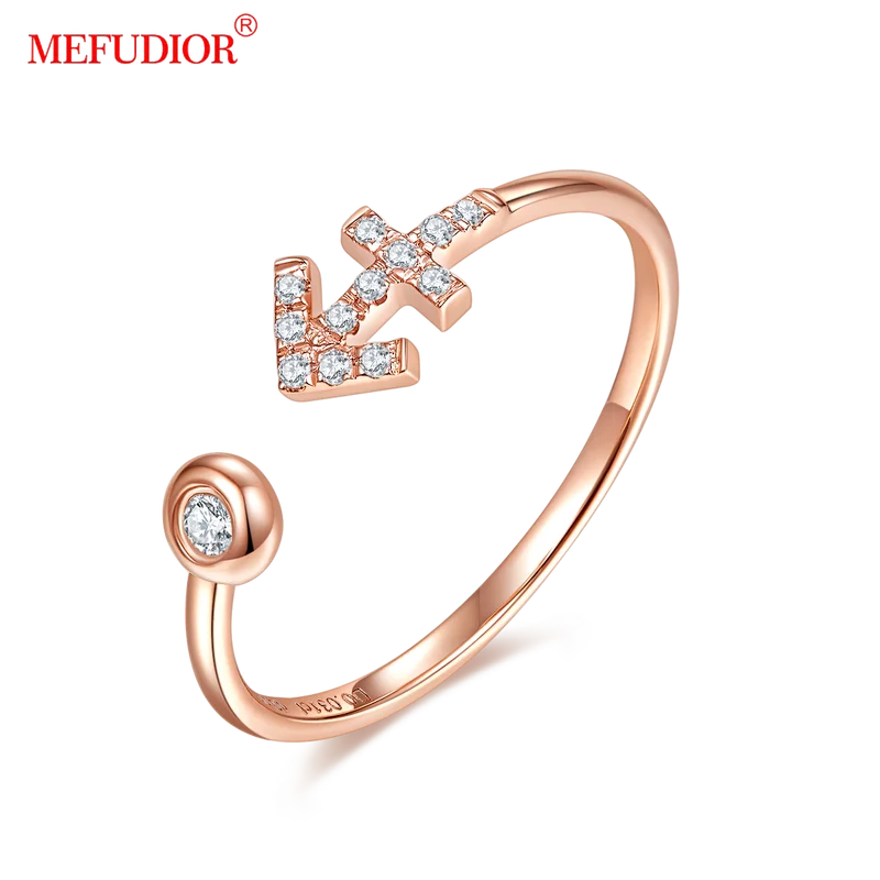 

MEFUDIOR 12 Constellation Series Fine Jewelry Fashion Female Rings Adjustable Sagittarius 18K Rose Gold Rings For Women FX11M