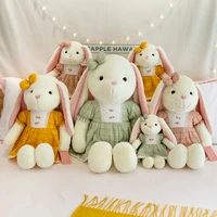 stuffed animal toy pillow cute rabbit wear floral skirt long ear rabbit doll plush toy large doll girl gift
