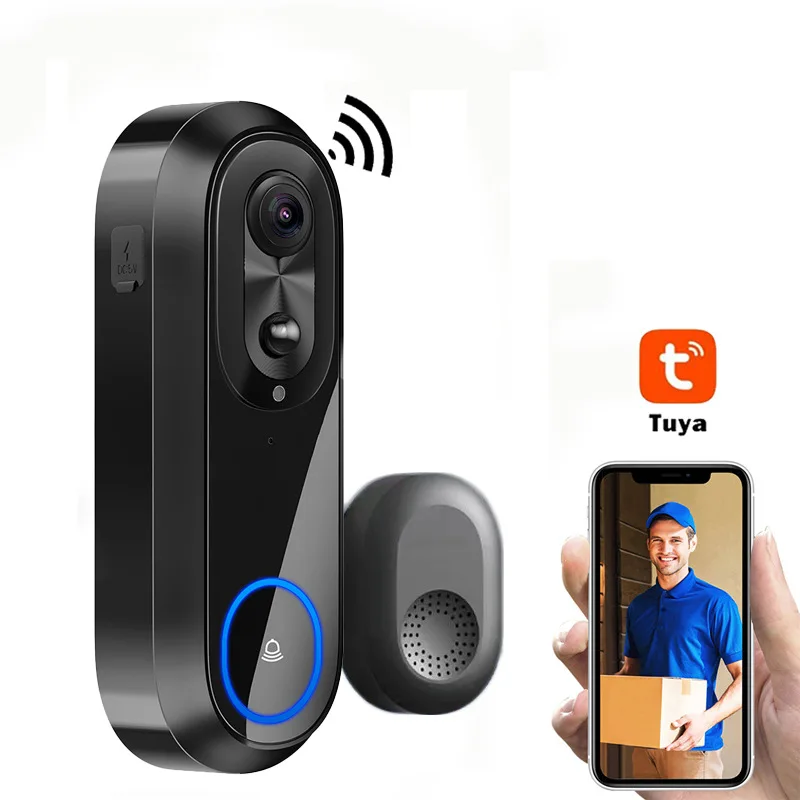 Фото 2 МП 1080P 5G Беспроводной Wi-Fi IP-видеодомофон Tuya APP с ИК ночным видением и внутренним звонком для входной двери №2