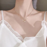 spring new simple temperament net celebrity moon star necklace female collarbone chain fashion ins necklace