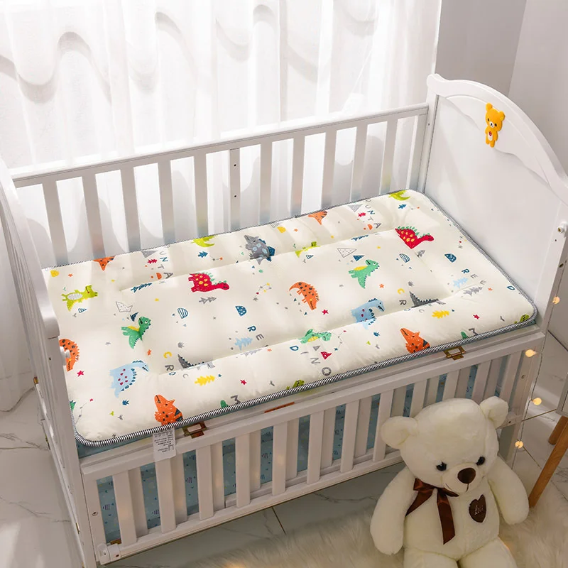 65x120CM 4CM Thick Baby Bed Mattress Pad Crib Bedding Set Breathable Boys Girls Cartoon Cot Mattress Cover Warm Bedding Sheet