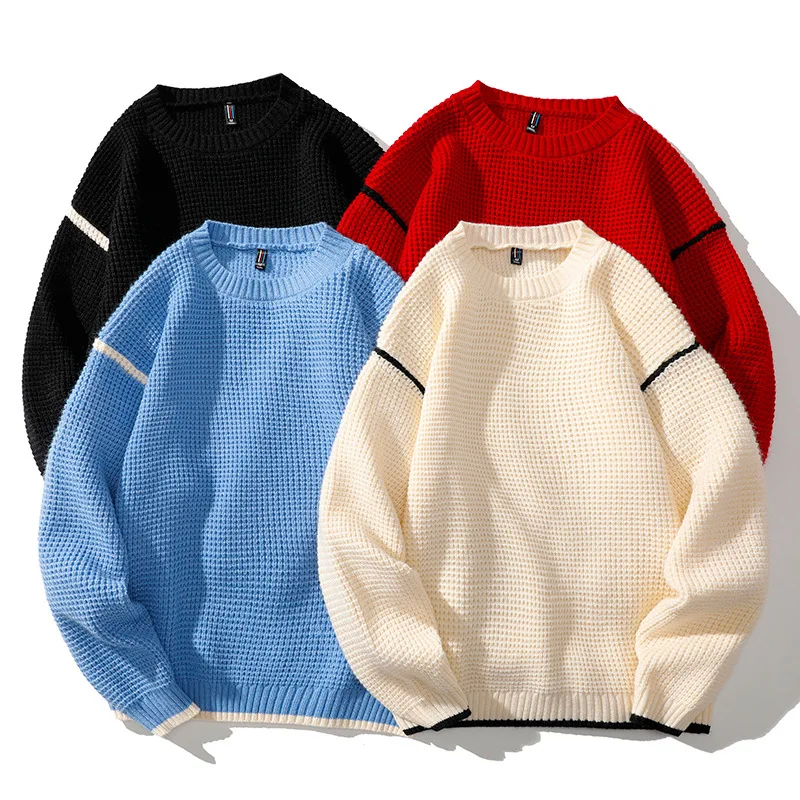 

Casual O Neck Knitted Men Pullover Long Sleeve Thick Warm Solid Sweater for Autumn Winter