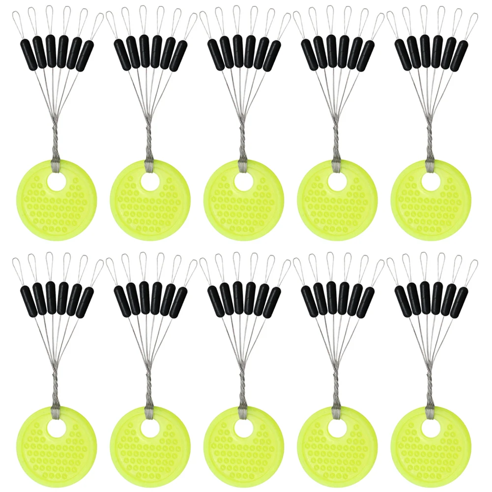 

60 шт. 10 комплектов, высококачественные резиновые бобы для ловли морского карпа, черная резиновая овальная пробка для ловли нахлыстом, Аксес...