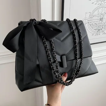 2022 New Crossbody Bag Women Black Wings Leather Messenger Bag Winter Fashion Ladies Strap Bag with Two Chain Handbag Bolso 1