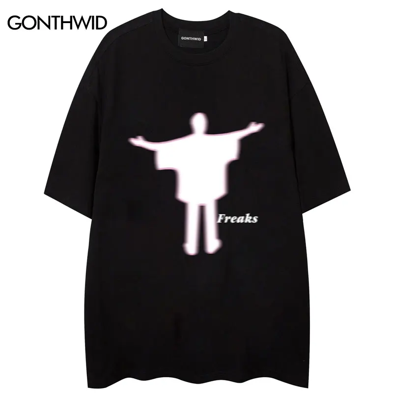 

Футболка женская оверсайз в стиле хип-хоп, уличная одежда в стиле панк/готика/рок, модная Свободная Повседневная рубашка в стиле Харадзюку, ...