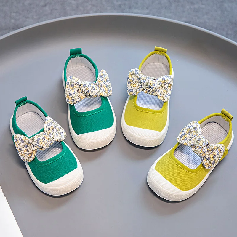 

2022 New Children Girl Canvas Shoes Fashion Casual Shoes Bowknot Comfortable Lightweight Kid Sneaker Toddler Princess Shoes