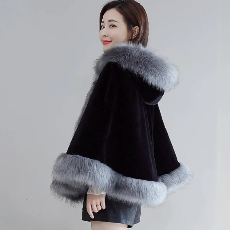 2022 New Design Fur Cape White Cloak Faux Fox Imitation Mink Coat Outerwear Thickening Scarf 5.