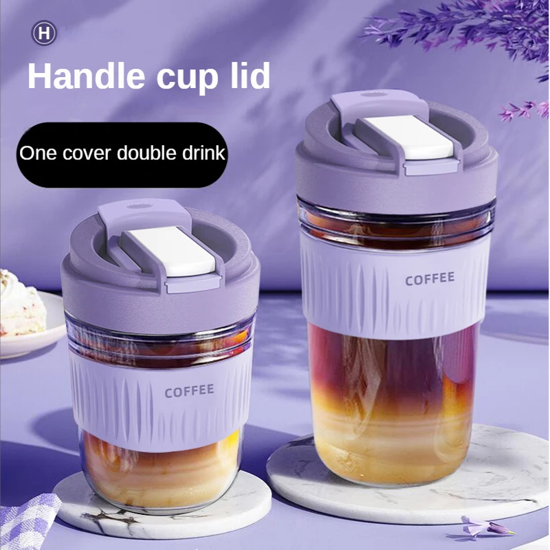 

New Cute Water Bottles for Girls，cups with Lids and Straws Coffee Cup Glass Water Cup High Face Value Straw Cup Portable