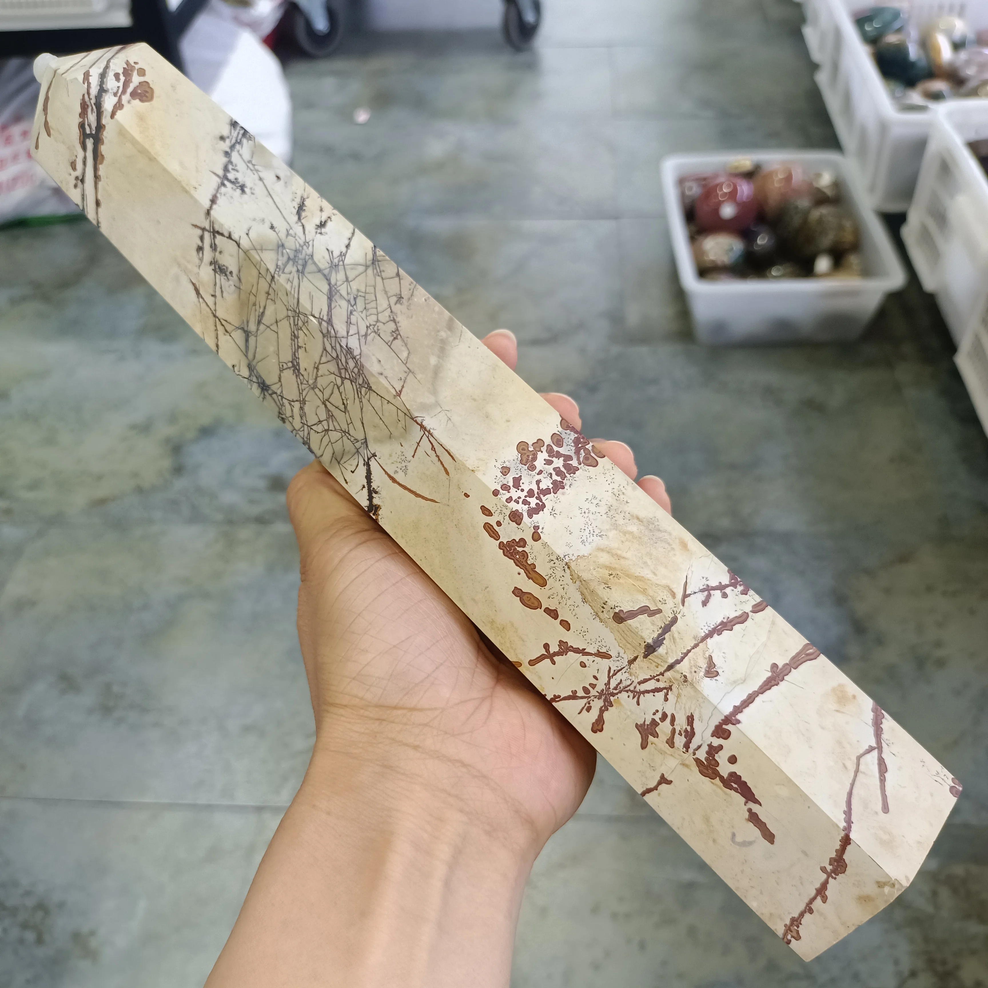

NATURAL CHINESE PAINTING STONE COLUMN CRYSTAL ENERGY HEALING DECORATION