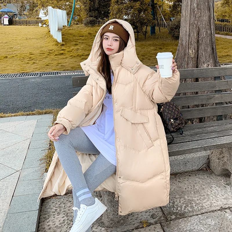 Women 2022 Long Hooded Down Jacket Jackets Overcoat Clothes Large Plus Windproof Warm White Duck Down Soft Loose Coat Winter New enlarge