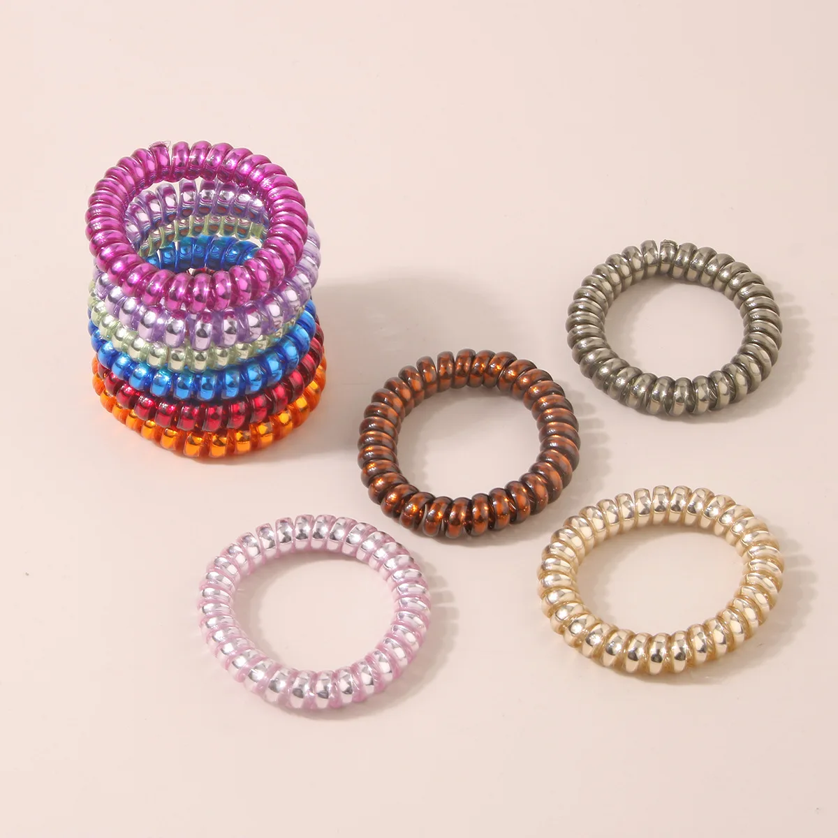 10 шт./лот большая резинка для волос с телефонной проволокой спиральная цветная