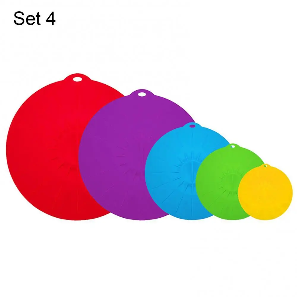 

5Pcs/Set Reusable Refrigerator Universal Food Storage Cover Sealed Bowl Pot Lid