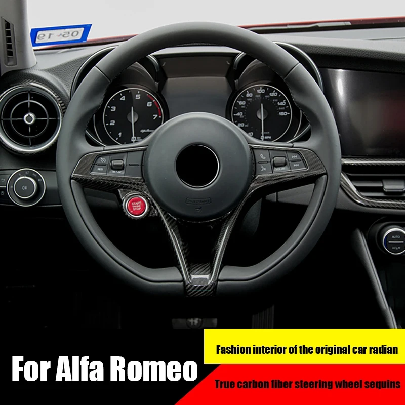 

Real carbon fiber car steering wheel decorative cover For Alfa Romeo giulia stelvio interior modification Accessories