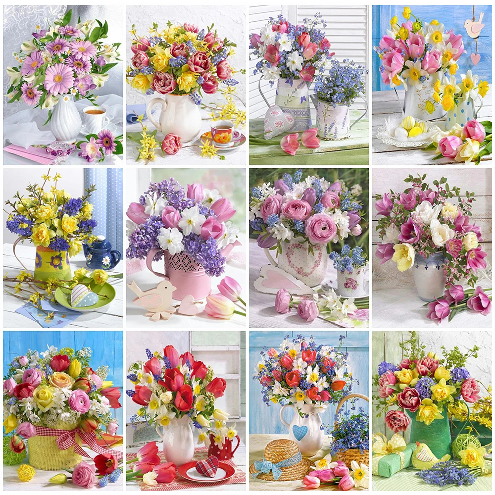 

EverShine Diamond Painting Tulip Rhinestones 5D Diamond Embroidery Flower Full Drill Square Daisy Picture Mosaic Handmade Hobby