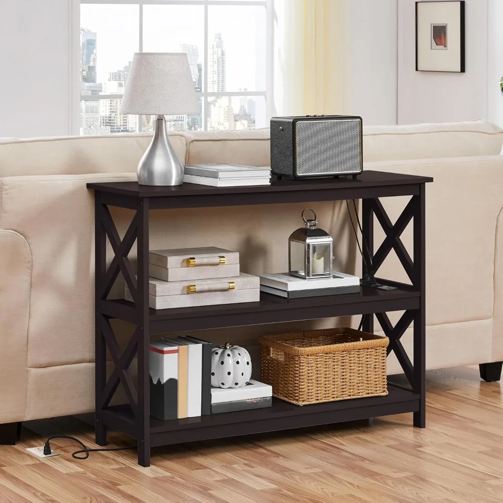 Узкий диван-стол с полками для хранения деревянный столик в прихожей приставной