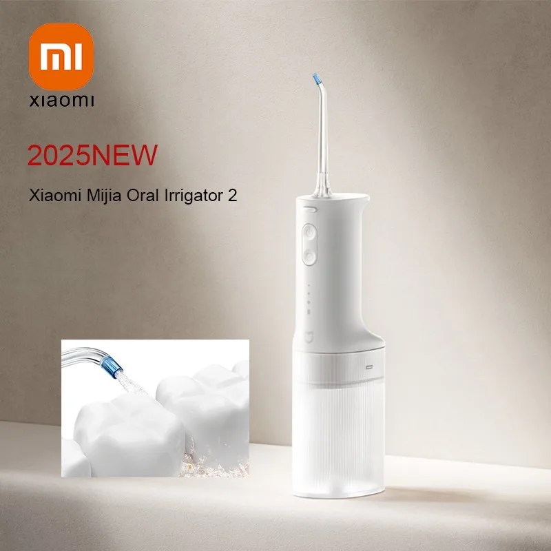 Фото НОВЫЙ ирригатор для полости рта XIAOMI Mijia 2, портативный электрический ирригатор для воды, 200 мл, зарядка Type-C, 3 режима для чистки зубов/гума, 2 насадки №1
