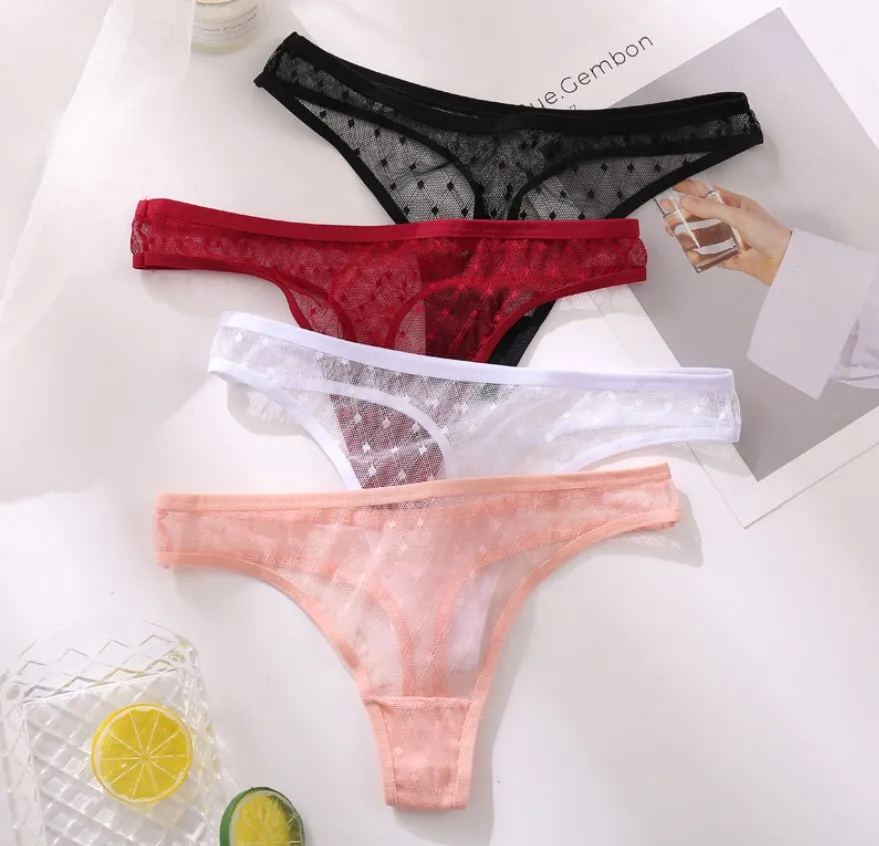 

3PCS New Women Sexy Lace G-string Thongs Low Waist Breathable T-back Sexy Briefs Female Transparent Underwear Panties Lingerie