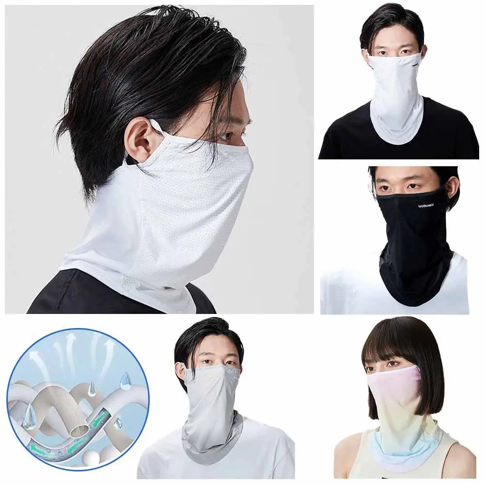 

Ice Silk Sunscreen Mask Women Men Summer Anti-UV Quick-drying Cover Protection Headband Hanging Face Ear Neck Breathable Sc U6Y0