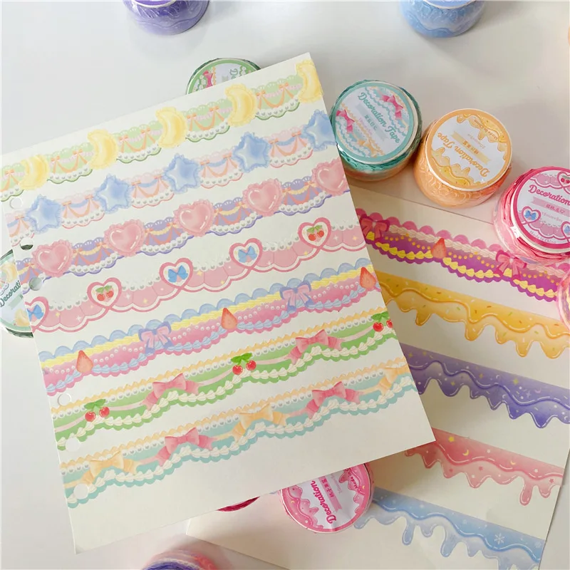5M Korean Cute Lace Bowknot Cream Adhesive Tape Kawaii Masking Washi Planner Hand Account DIY Decorative Sticker Stationery - купить по