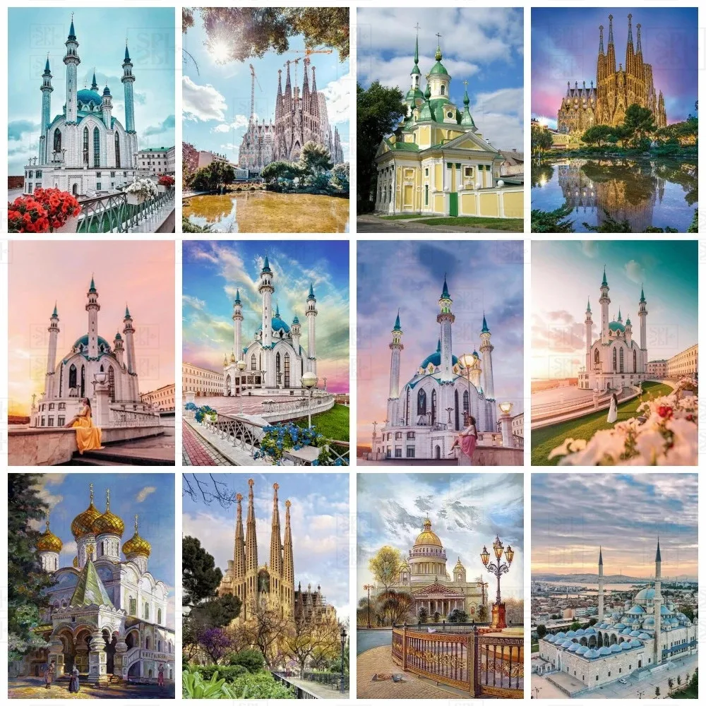 

Diamond Painting Royal Secret Church Castle Cross Stitch Kit Square Diamond Embroidery Mosque Landscape Handicraft Home Decor