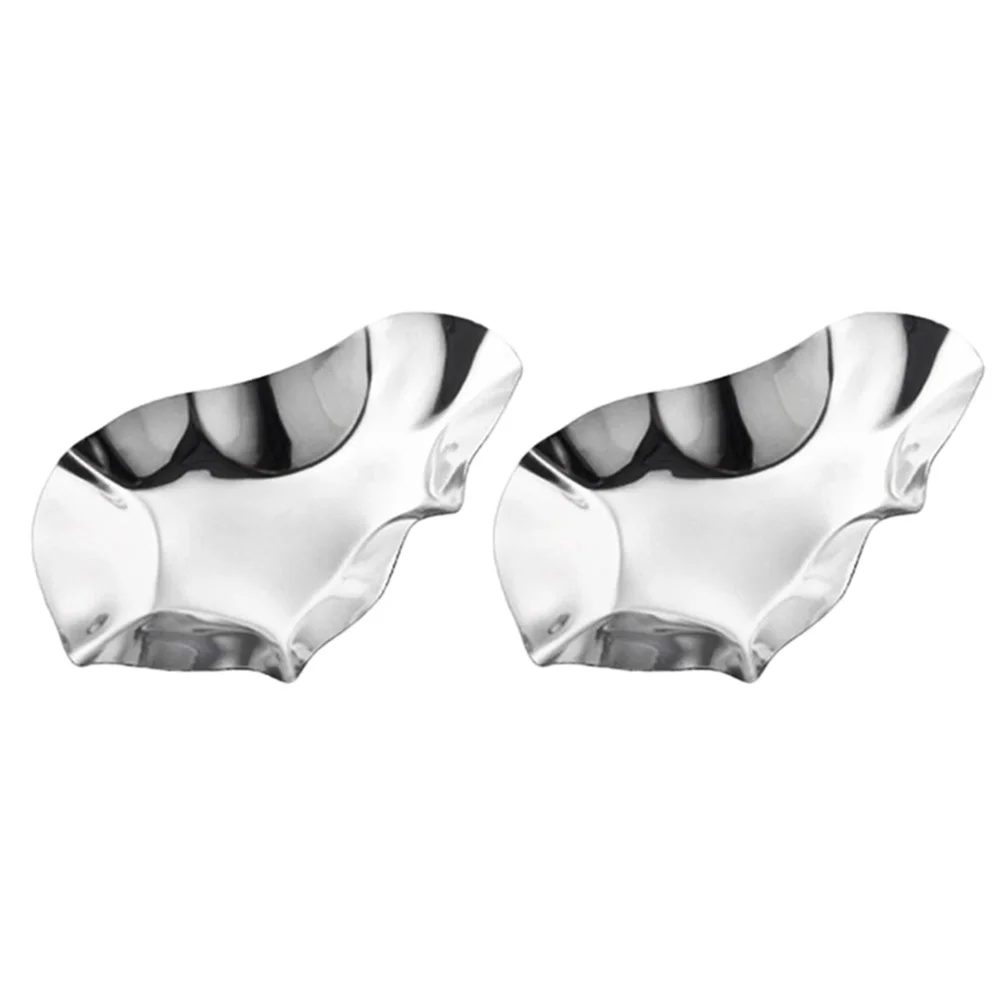 

2 Pcs Spoons Set Oyster Dish Unique Sauce Dishes Reusable Condiment 12x7.5x3cm Silver Stainless Steel Seasoning Trays