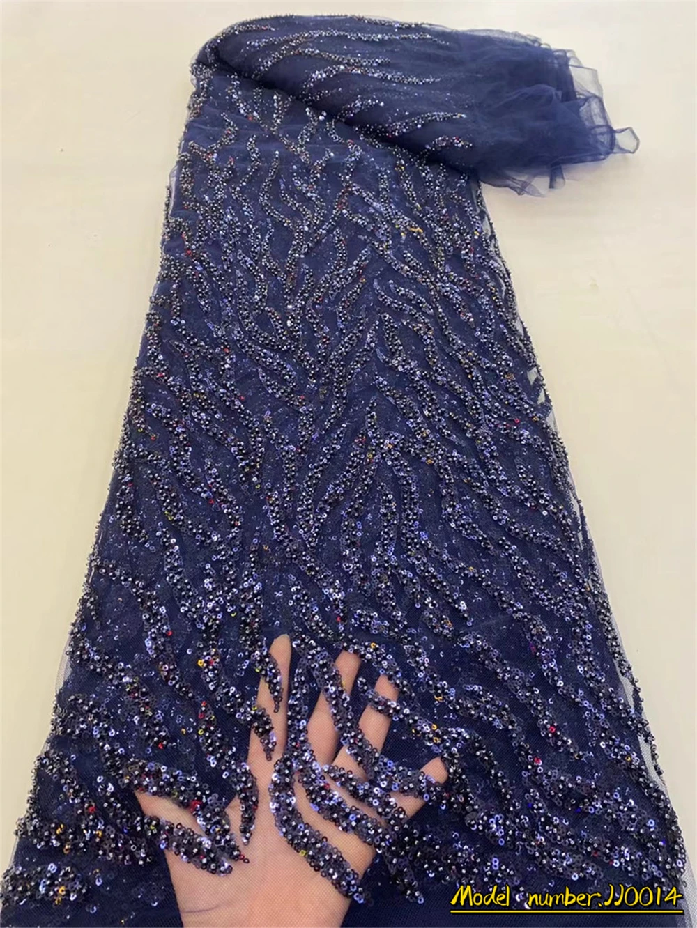 

Teal Nigerian Tulle Lace Fabrics With Beads High Quality 2022Luxury African Sequins French Tulle Lace Materials For Party JJ0014