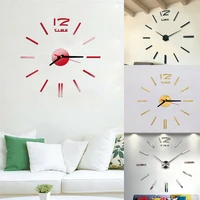 new style modern large 3d mirror surface wall clock sticker home office room diy decor hot