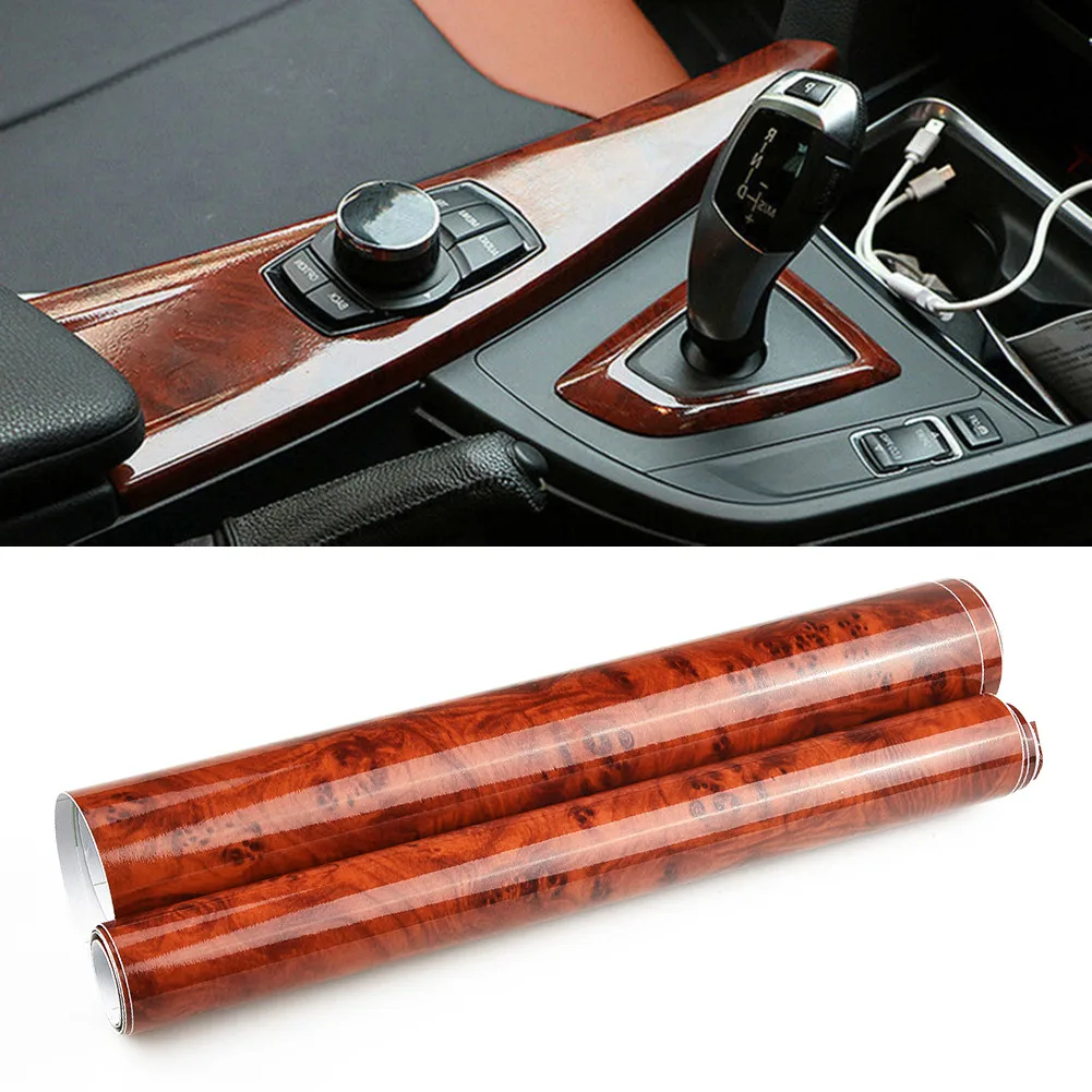 Car Wood Sticker Grain High Glossy Wood Grain Vinyl Sticker Decal Car Internal  DIY Film Exterior Accessories