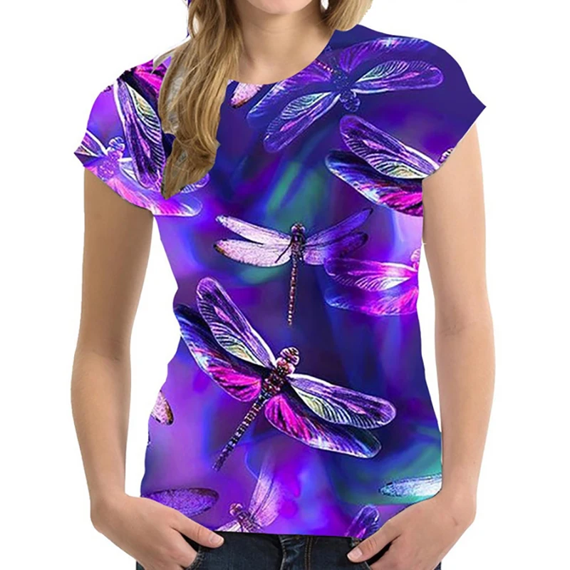 

Summer Animal Dragonfly 3D Print Sexy T-shirt Women T Shirts Streetwear Oversized Y2k Harajuku Sports Tops Tees Woman Clothing
