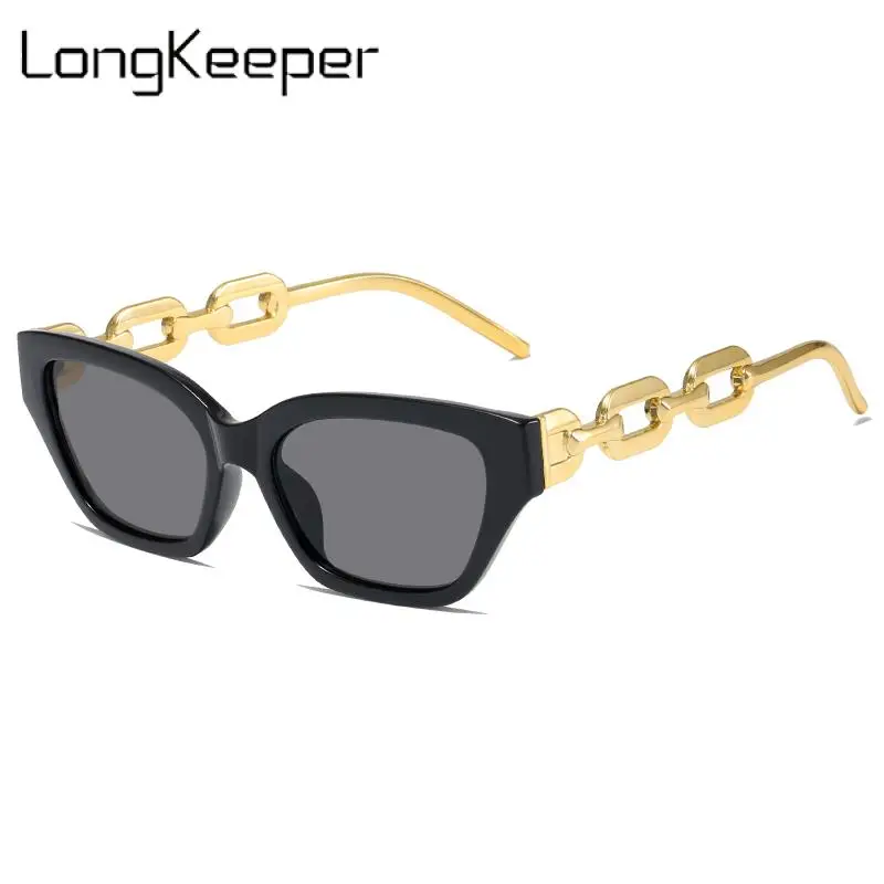 

Unique Alloy Chain Leg Cat Eye Sunglasses For Women Luxury Brand Leopard Black Square Sun Glasses Female Small Elegant Shades
